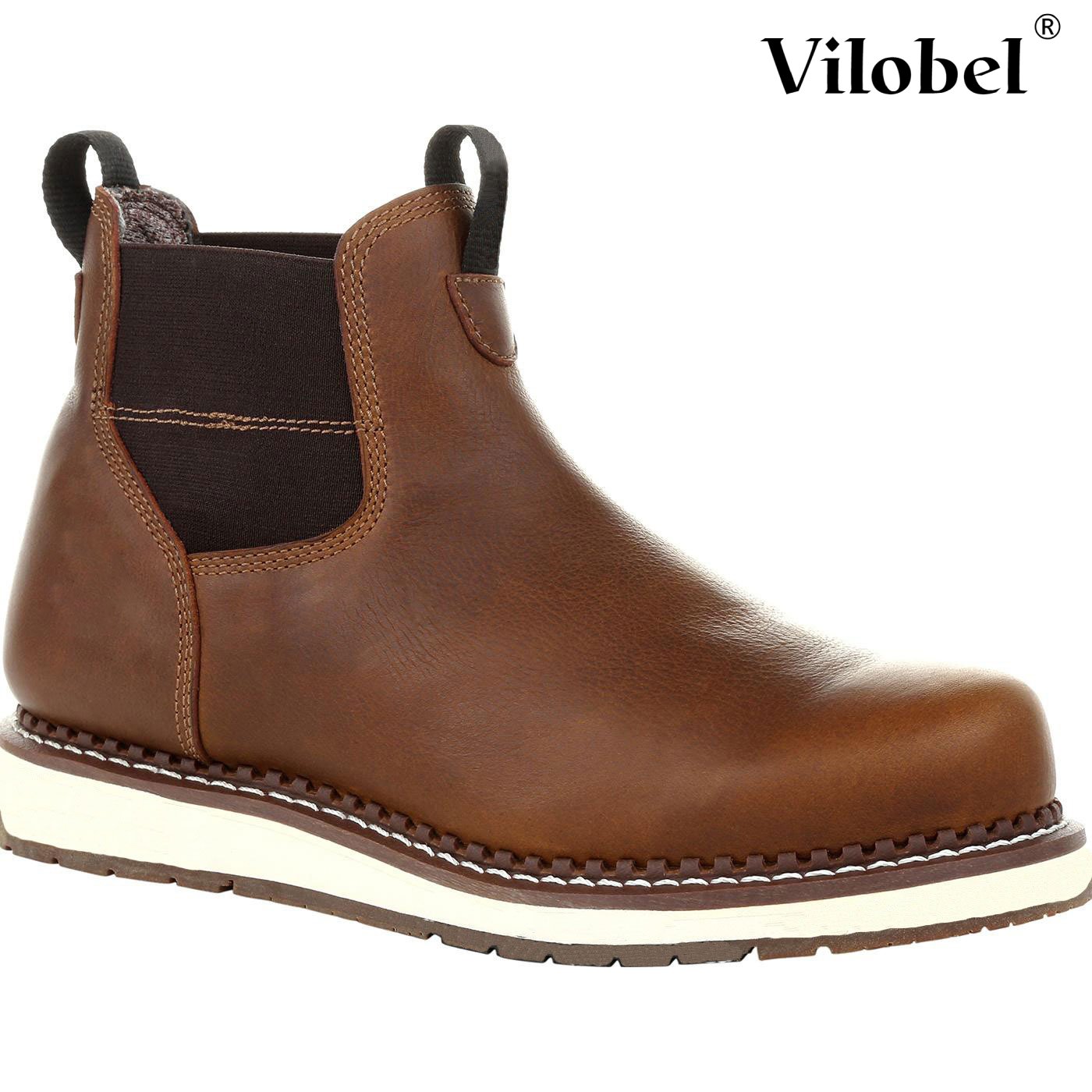 Men's Waterproof Chelsea Wedge Work Boots Mlitee Cooledto