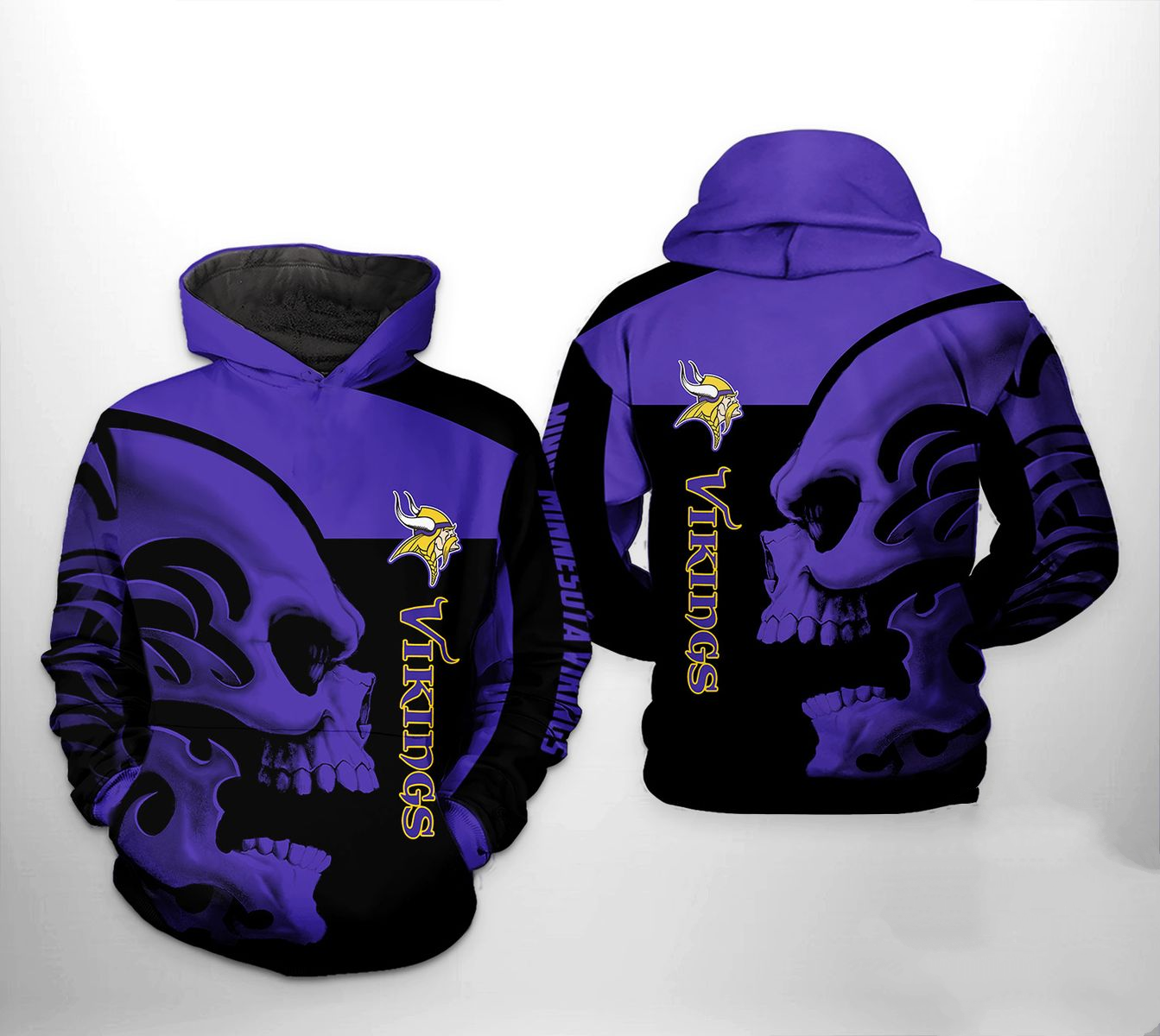 MINNESOTA VIKINGS 3D HOODIE SKULL107