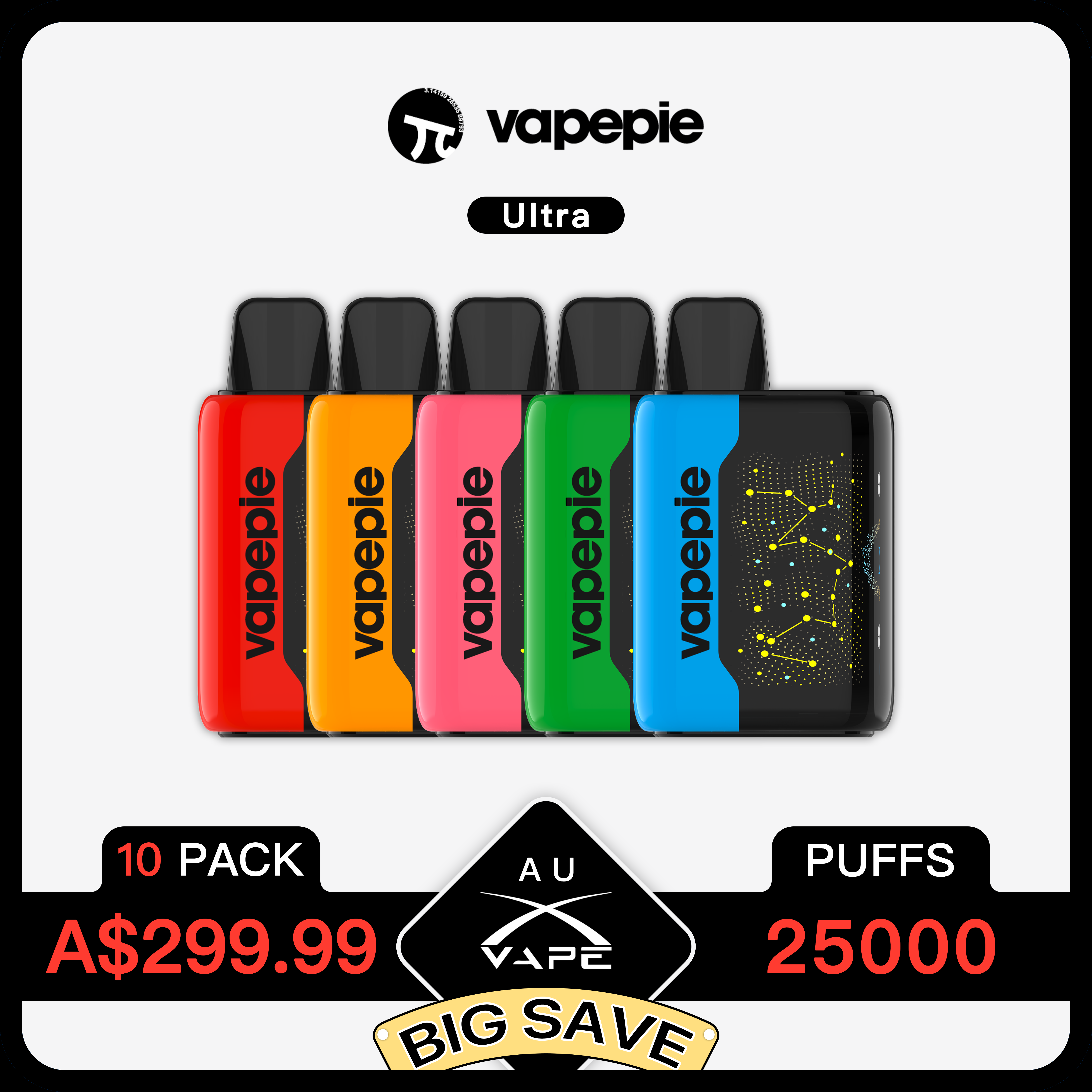 Vapepie 25000 Puffs – 10 Pack