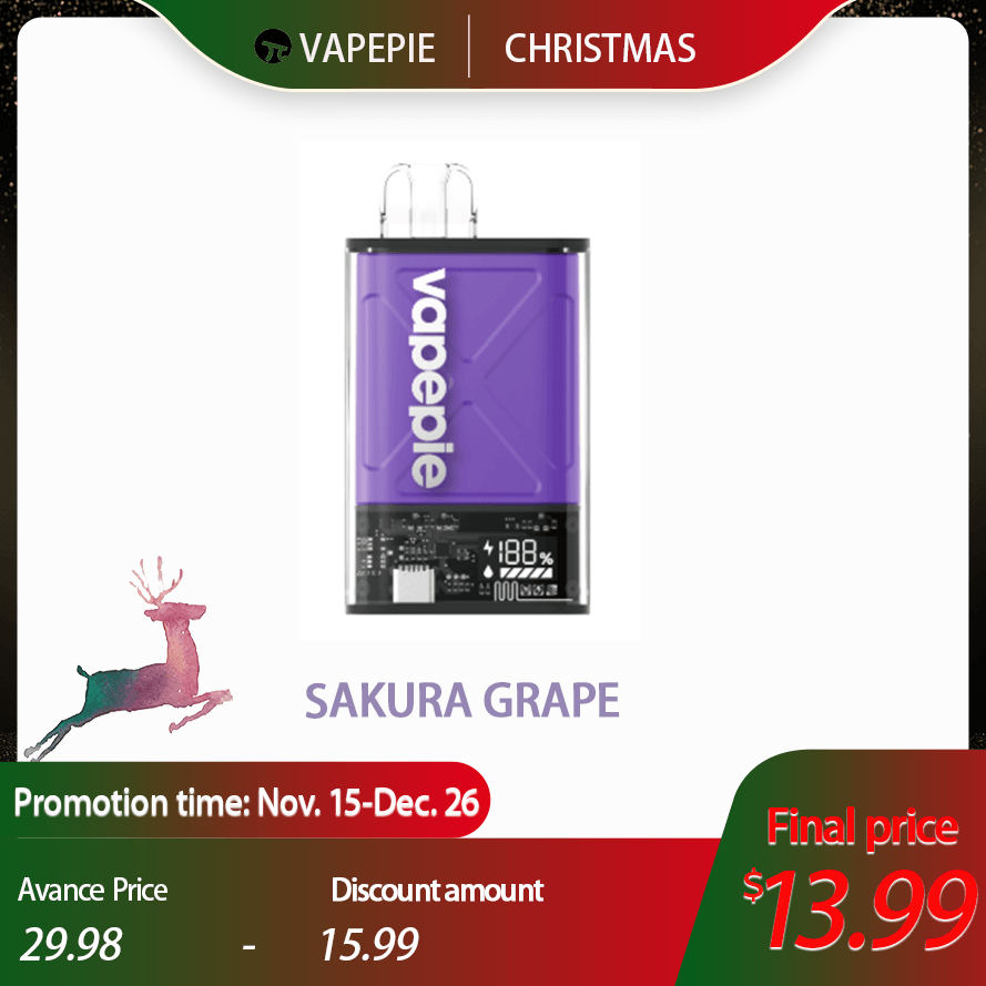 🎅Vapepie FV 12000 PUFFS---Sakura Grape