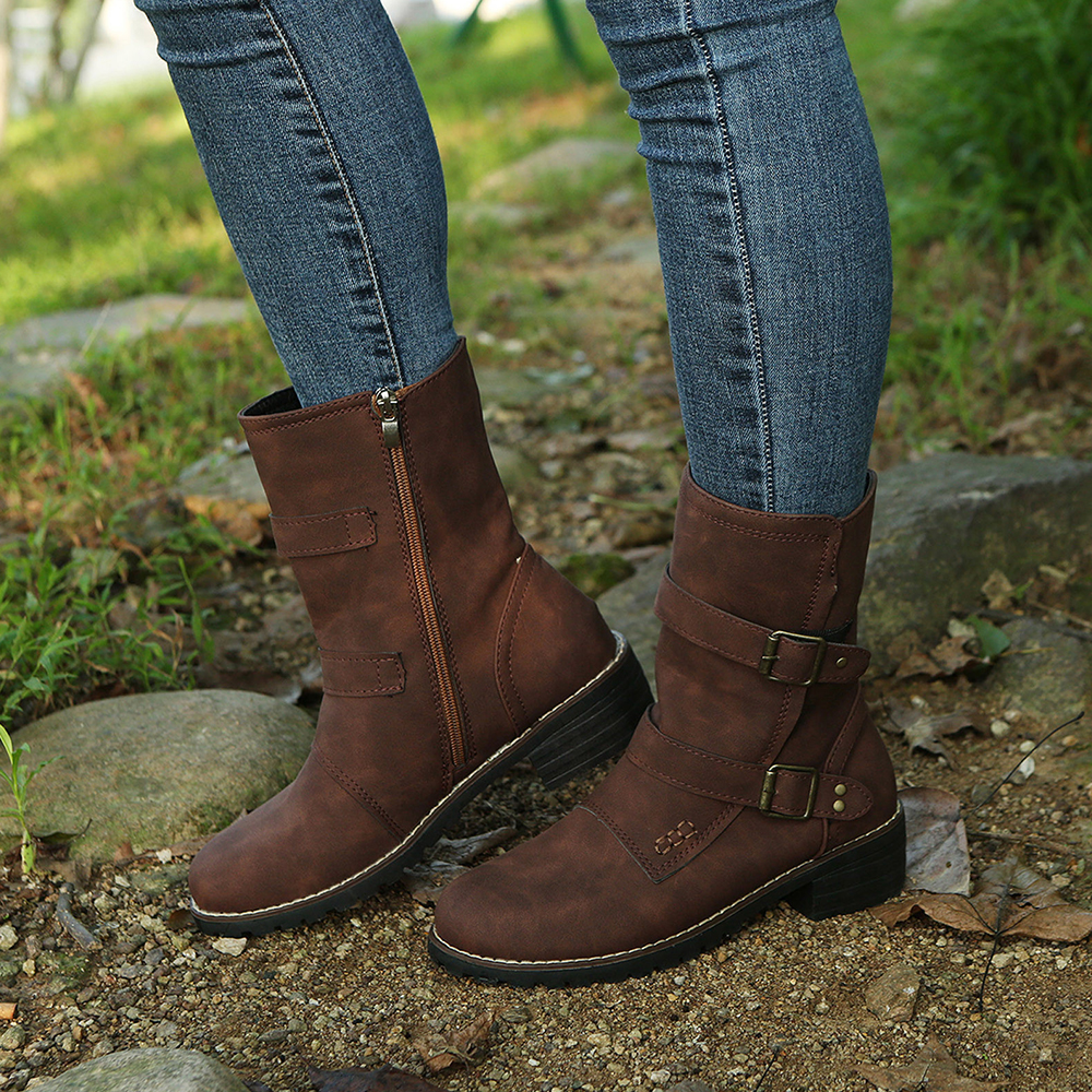Castillotigo™ Botines con hebilla de moda de otoño e invierno