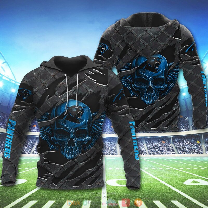 CAROLINA PANTHERS WINGS SKULL 3D HOODIE