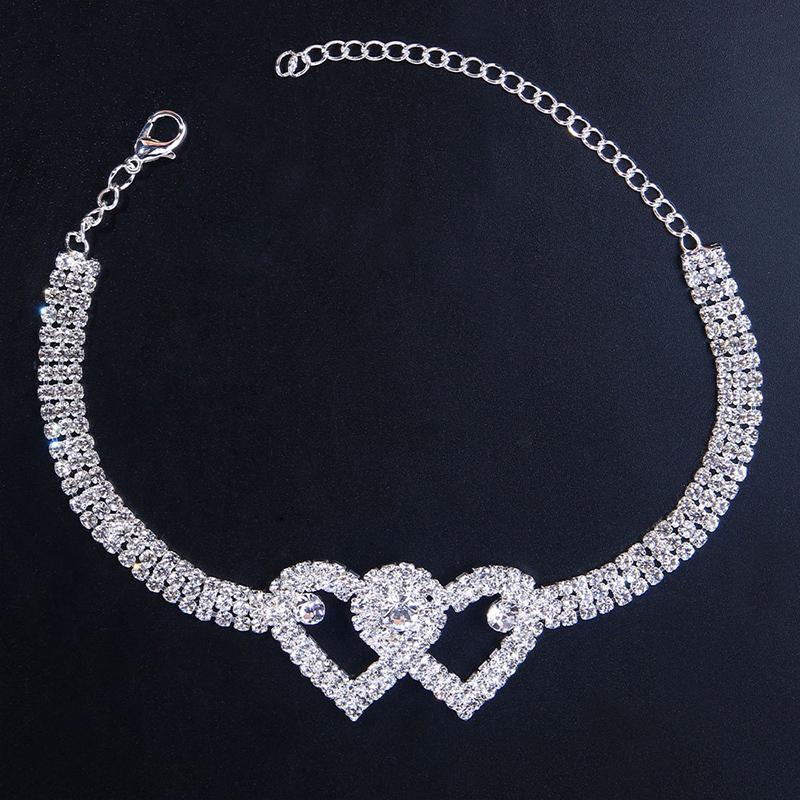 Higolot™ Fashion Rhinestone Double Heart Anklet