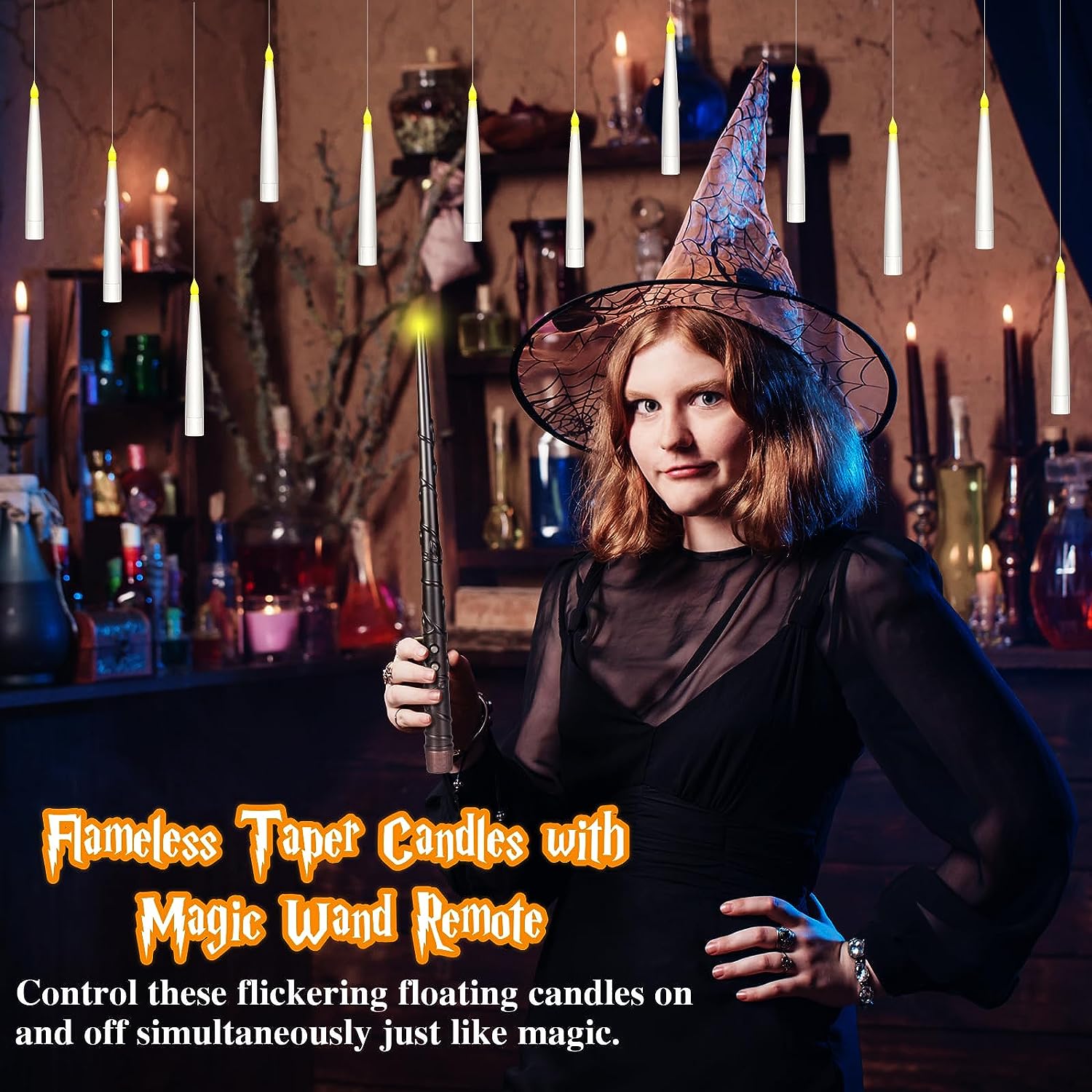 Enchanted Floating Candles with Wizard Wand Remote Butiq