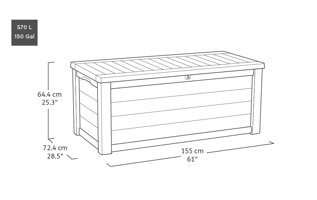 BTExpert 150 Gallon Large Resin Deck Box, Outdoor Storage Container fo