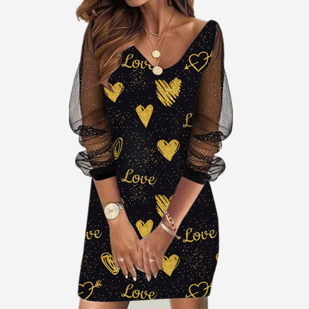 Castillotigo™ Vestido de malla con lentejuelas y cuello en V