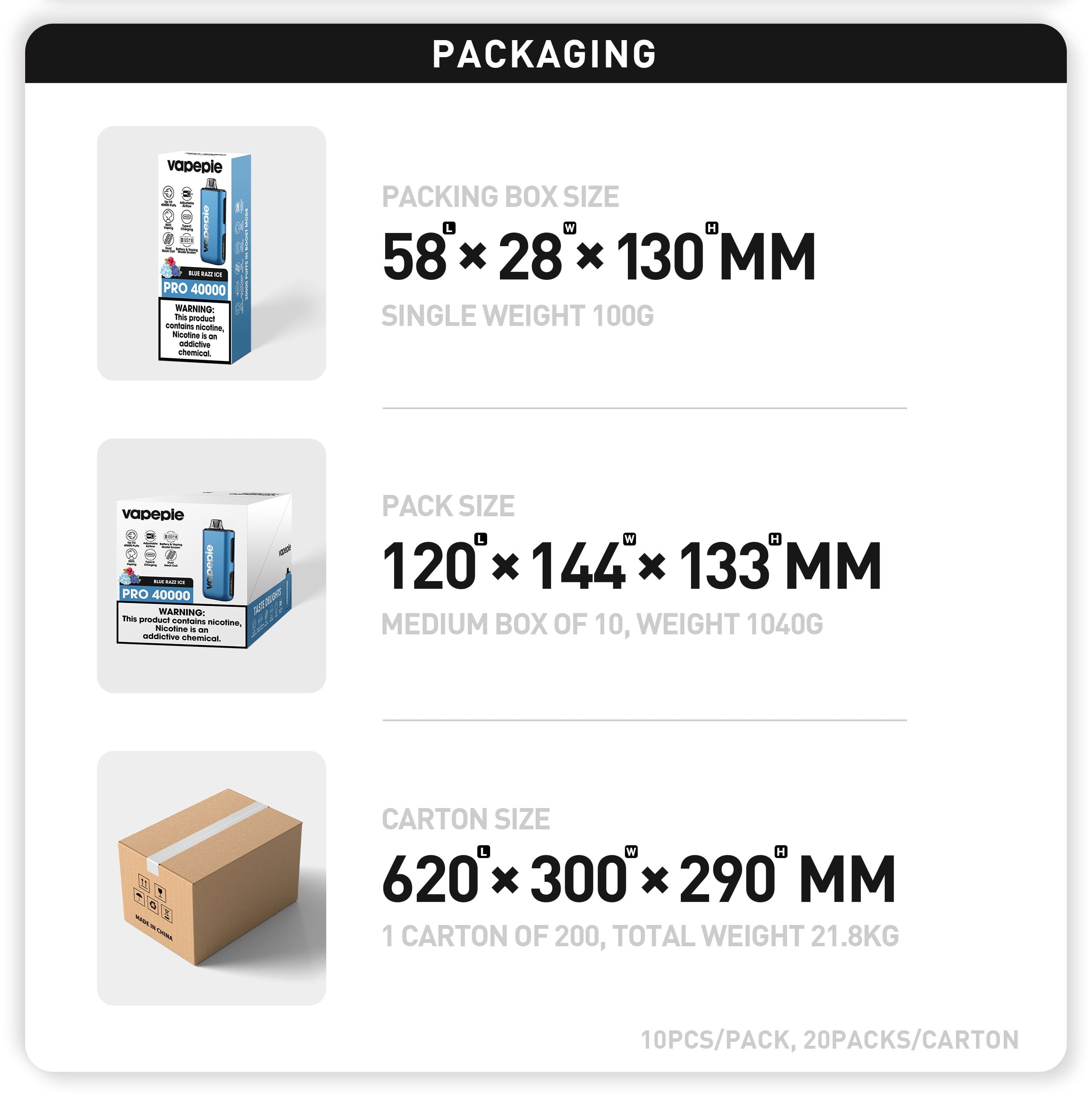 Sour Apple Ice vape Vapepie Pro 40000 Puffs