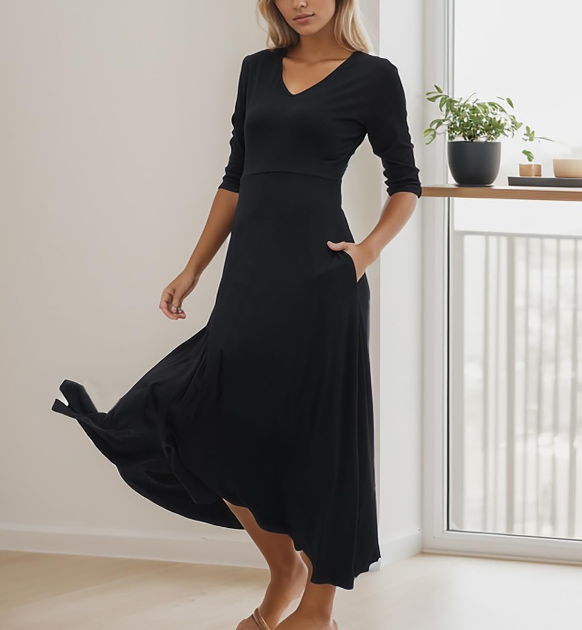 Maxi Dress for Women Casual Loose Beach Dresses with Pockets for 2024