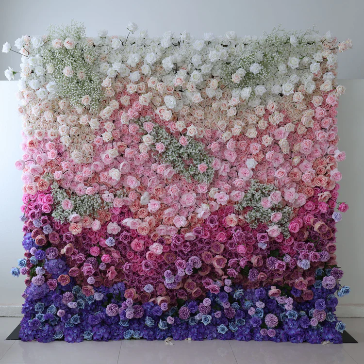 🌸Muro de flores de tela enrollable hecho a mano (con soporte)