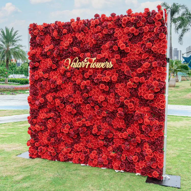 🌸Muro de flores de tela enrollable hecho a mano (con soporte)