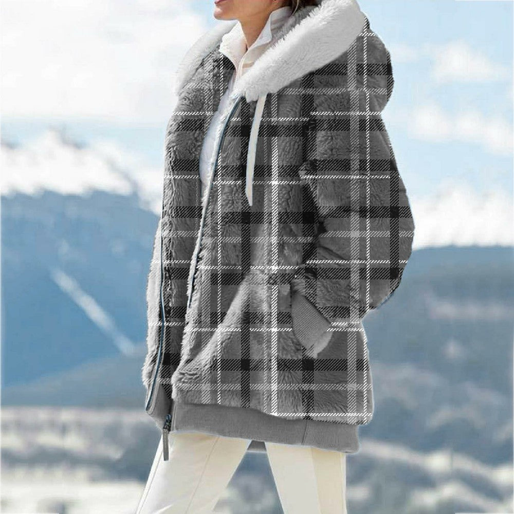 Castillotigo™ Nueva chaqueta con capucha teñida y estampada de felpa suelta de otoño e invierno para mujer