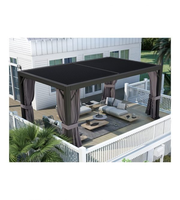 Outdoor Louvered Pergola 10′ft × 13′ft Adjustable Metal Roof Hardtop Gazebo