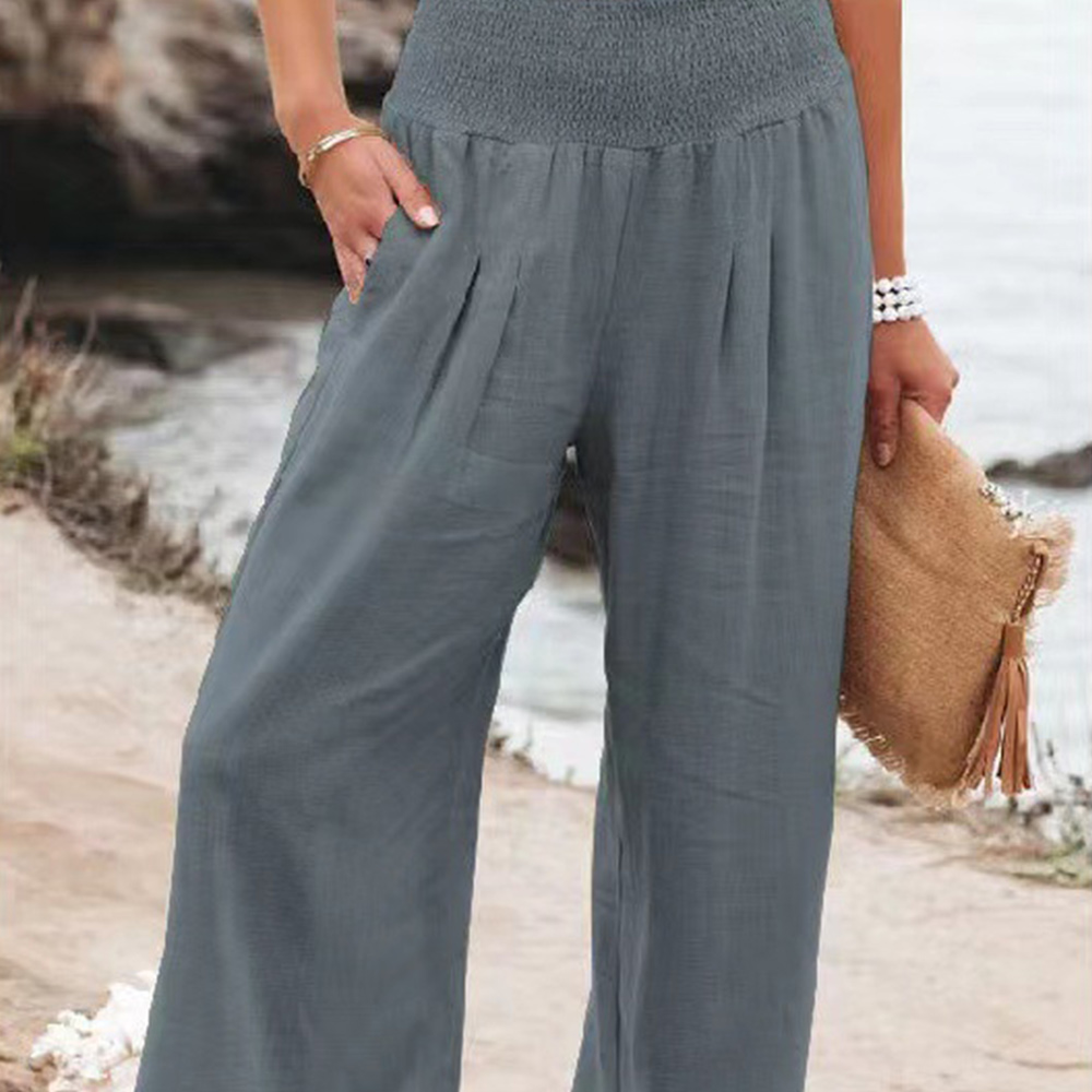 Castillotigo™ Pantalones anchos sueltos de lino y algodón informales a la moda para mujer