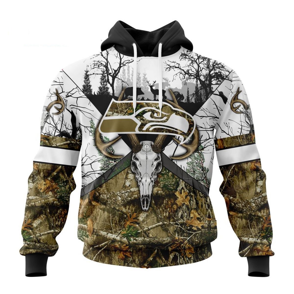 SEATTLE SEAHAWKS DEER SKULL AND FOREST 3D HOODIE