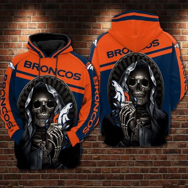 DENVER BRONCOS 3D HOODIE SKULL 114