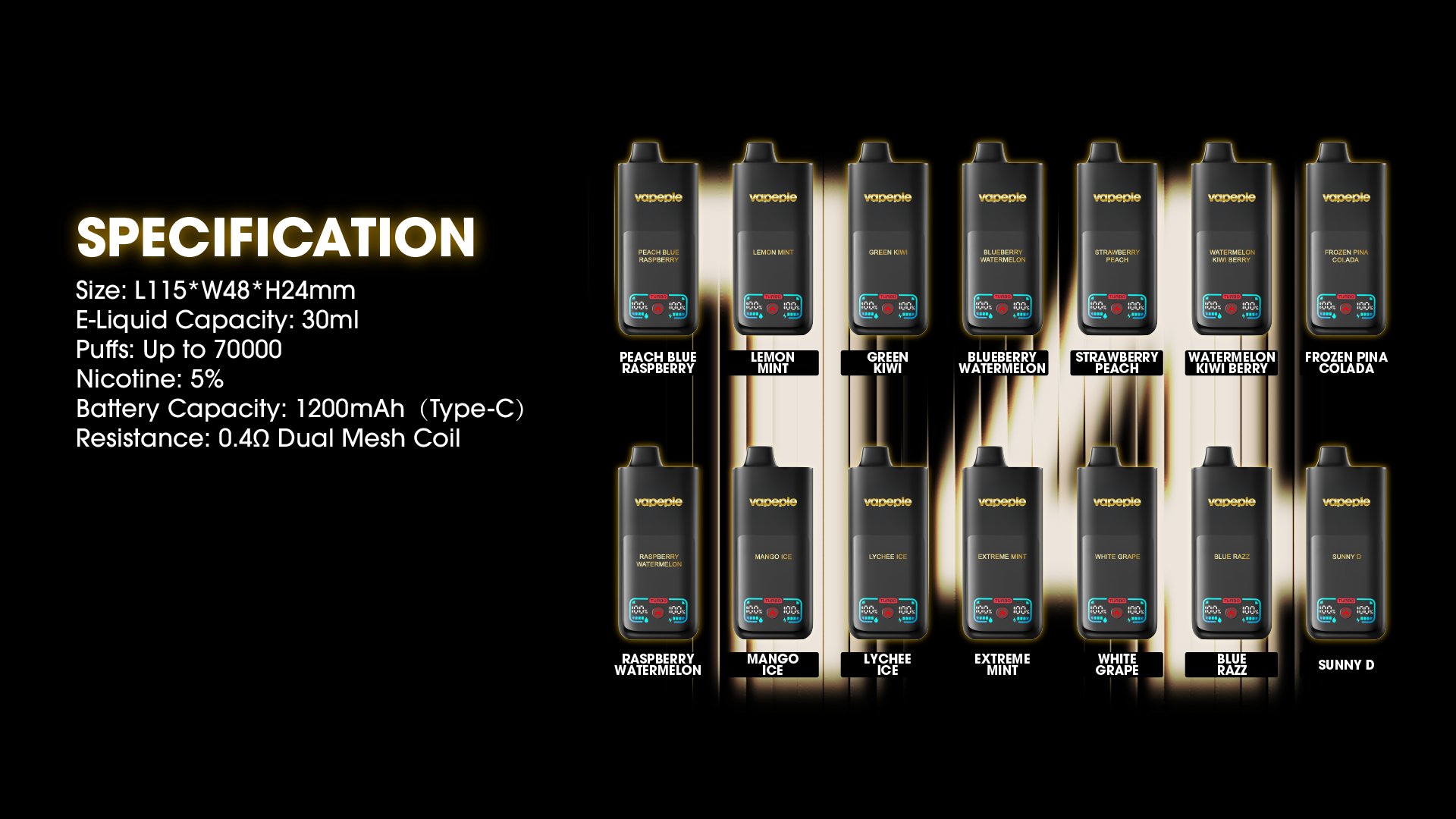 Vapepie Mega 70000 Puffs Einweg-Vape | Langlebige Leistung & massive Wolken
