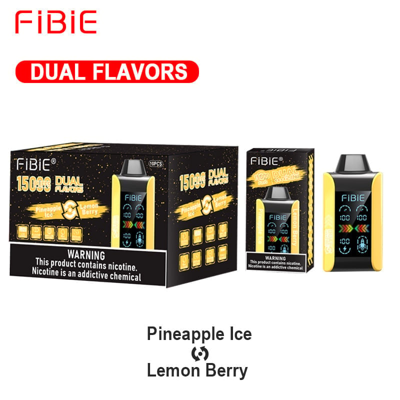 FIBIE PUFFS 15000 Dual Flavors Disposable Vapor Wands(15000 PUFFS) - PINEAPPLE ICE & LEMON BERRY