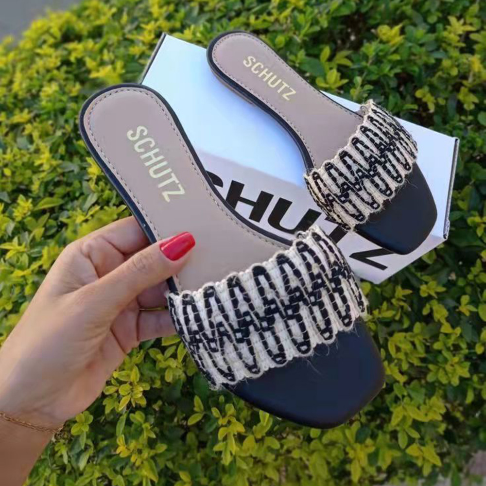 Castillotigo™ Sandalias planas de lino y algodón para mujer tejidas a la moda