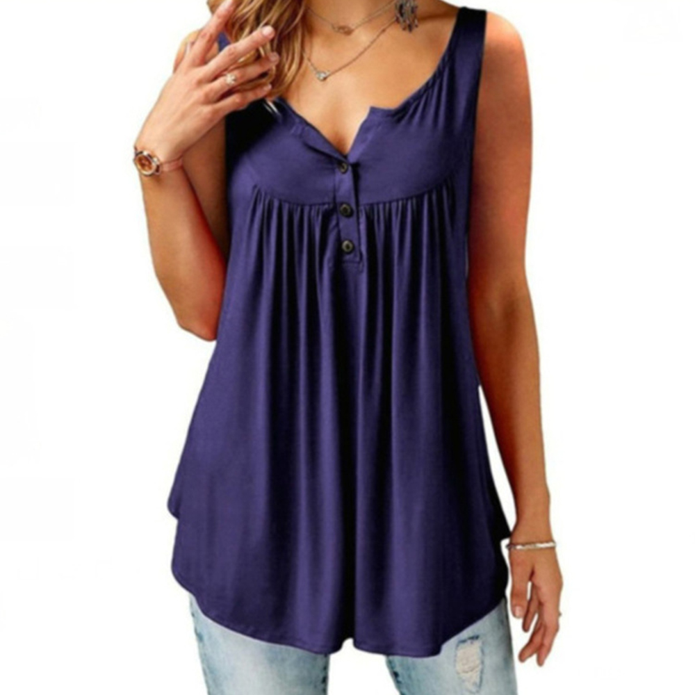 Castillotigo™ Camiseta de tirantes sin mangas con botones sueltos y cómoda para mujer