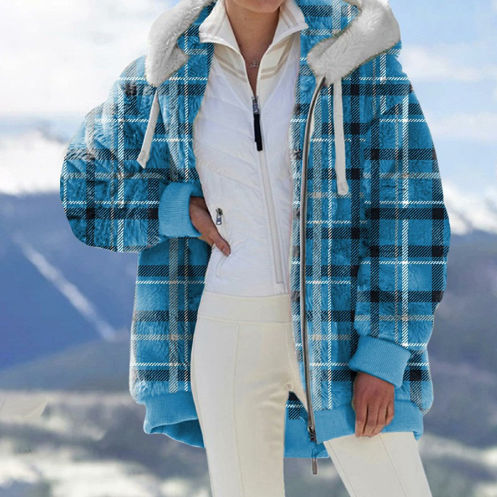 Castillotigo™ Nueva chaqueta con capucha teñida y estampada de felpa suelta de otoño e invierno para mujer