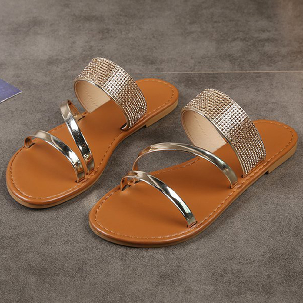 Castillotigo™ Verano nuevo rhinestone una palabra zapatillas casuales