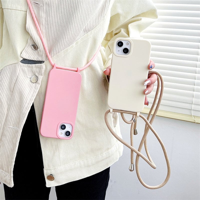 Solid Silicone Lanyard Case for iPhone
