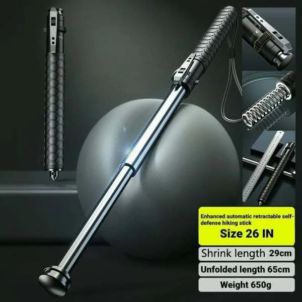 Enhanced Automatic Retractable Tactical SelfDefense Hiking Stick