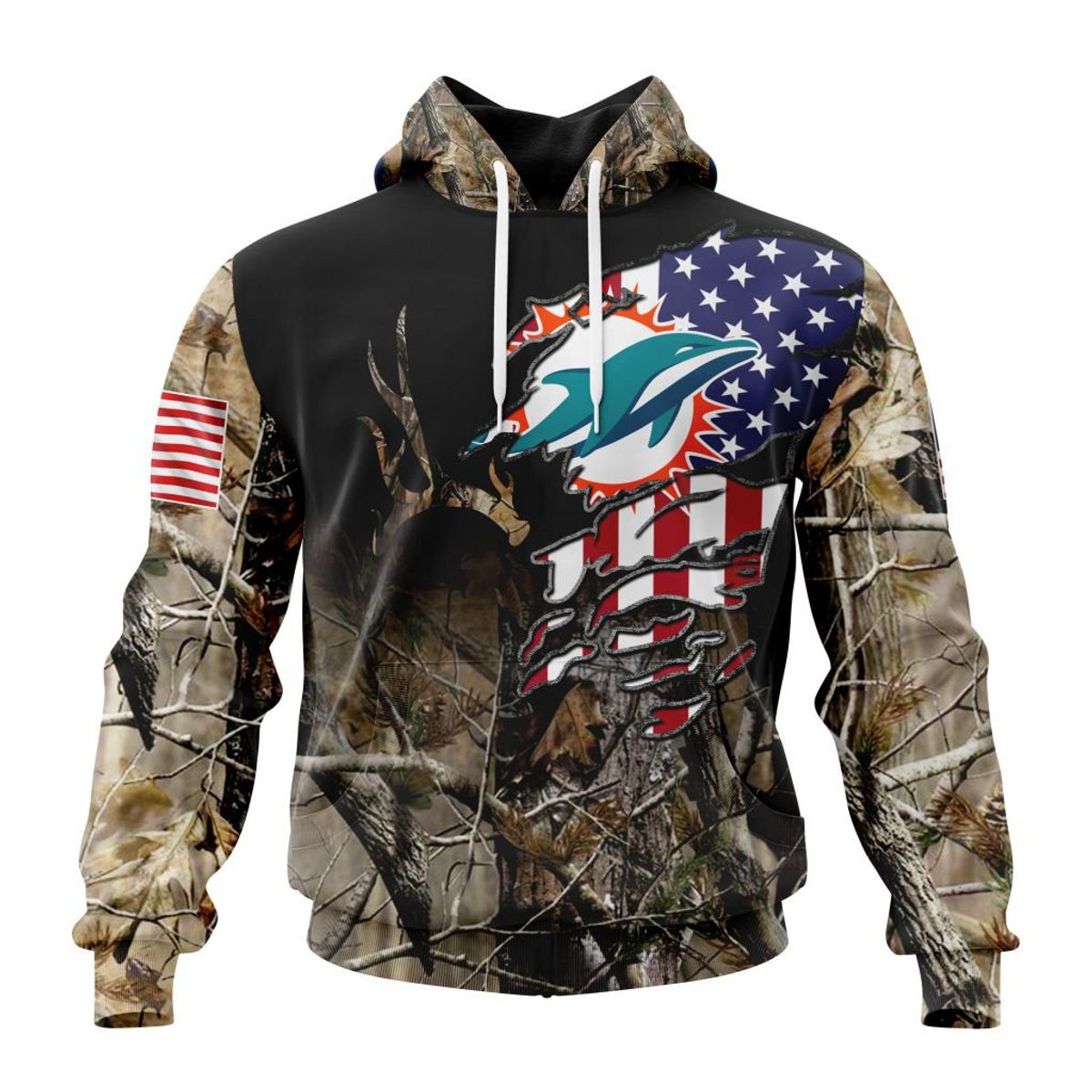 MIAMI DOLPHINS 3D HOODIE CAMO REALTREE HUNTING