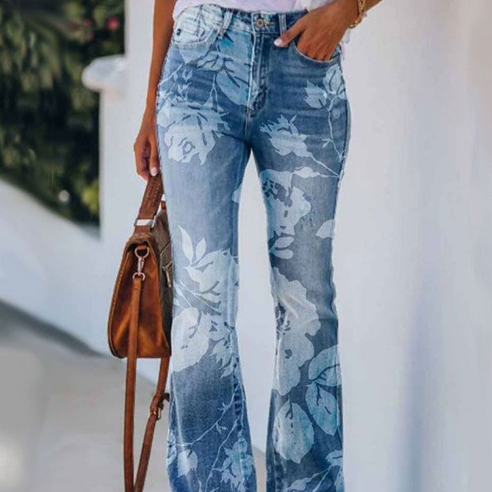 Castillotigo™ Pantalones acampanados retro con motivo floral Art