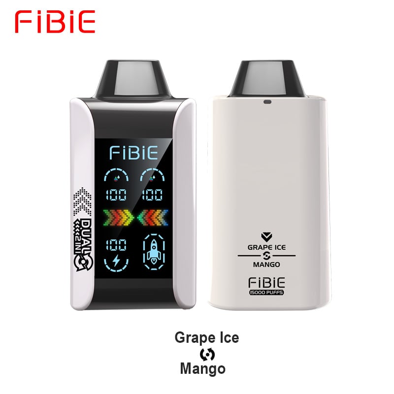 FIBIE 15000 PUFFS Dual Flavors Disposable Vapor Wands(15000 PUFFS) - GRAPE ICE & MANGO