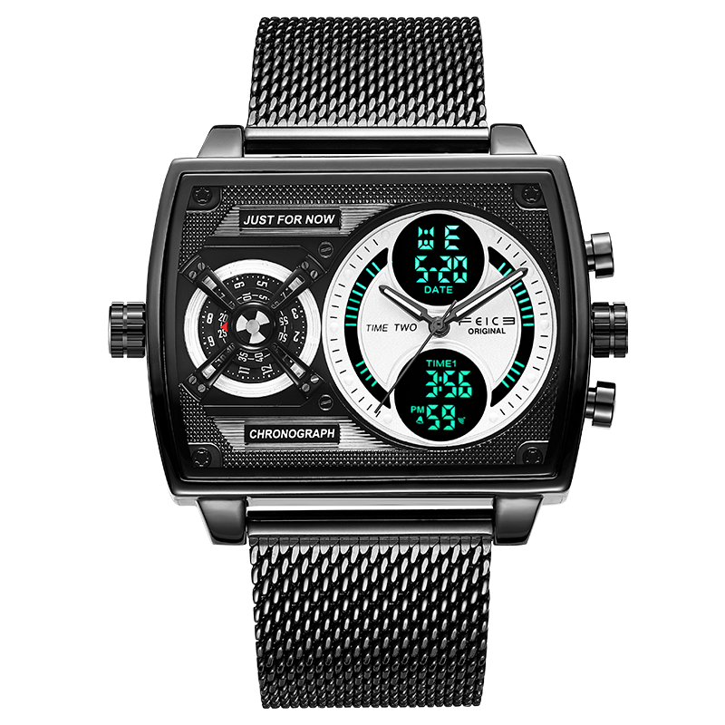 Feice FK814 New Multi-functional Men's Watch Square Large Dial Trendy Fashion Quartz Watch