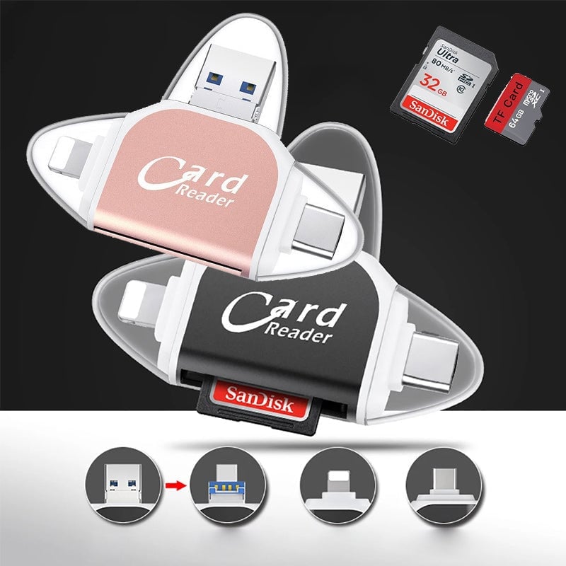 Multi-Port 4 in 1 Universal SD TF Card Reader