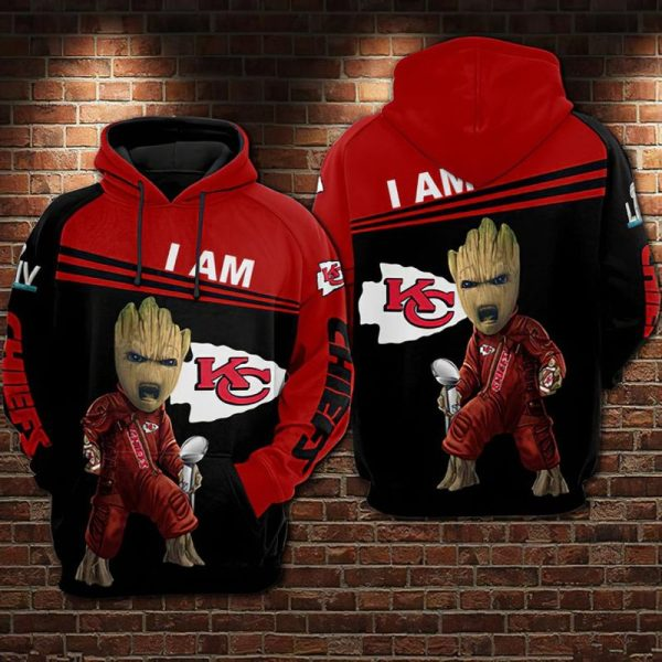 KANSAS CITY CHIEFS 3D HOODIE SKULL 111