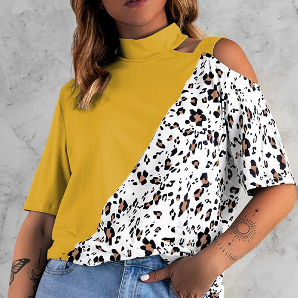Castillotigo™ Mangas cortas con estampado de leopardo a paneles