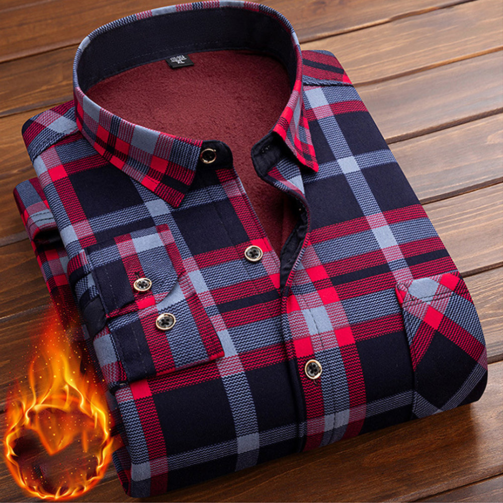 Castillotigo™ Camisa informal de manga larga a cuadros para hombre nueva de otoño e invierno