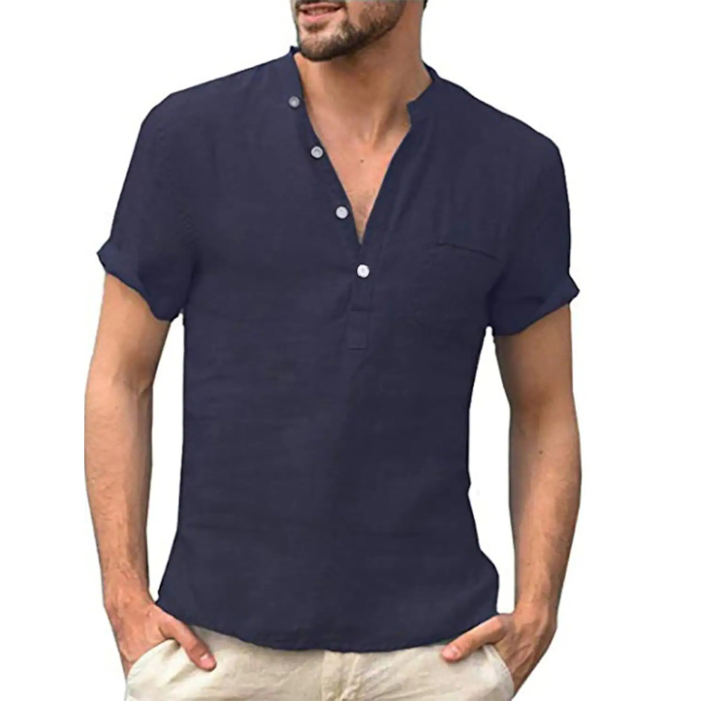 Castillotigo™ Camisa casual de lino de verano para hombre, manga corta
