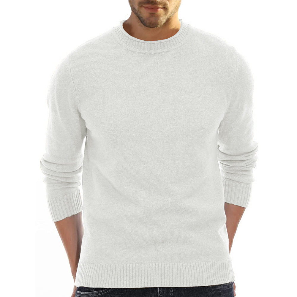 Castillotigo™ Suéter de cuello redondo de color sólido cálido de moda de otoño e invierno para hombres