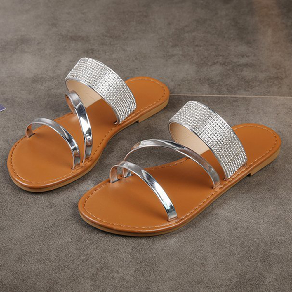 Castillotigo™ Verano nuevo rhinestone una palabra zapatillas casuales